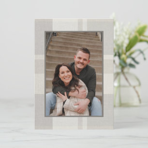 Warm Neutral Plaid Save the Date Wedding Invite