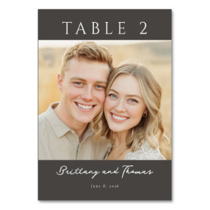 Warm Neutral Romantic Photo Table Number
