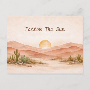 Warm Neutral Watercolor Desert Sunset Landscape Postcard