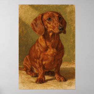 Warm Ochre Dachshund Portrait Poster