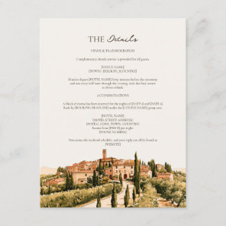 Warm Ochre Tuscan Hill Town Italy Wedding Details  Enclosure Card