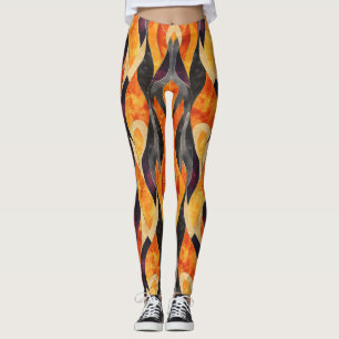 Warm Orange Abstract Pattern Leggings