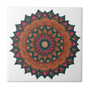Warm Orange and Red Mandala Tile
