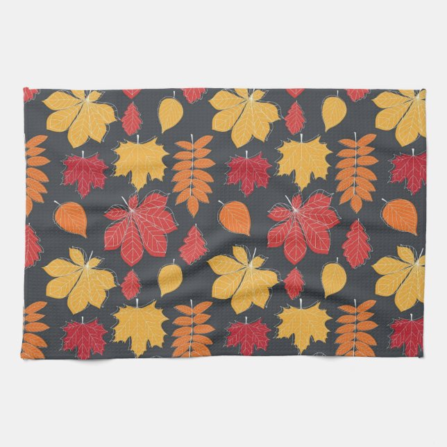 Warm Orange Brown Red Autumn Fall Kitchen Towel  (Horizontal)