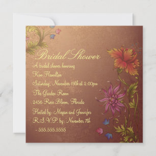 Warm orange Flower Bridal Shower Invitation