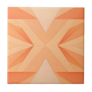 Warm Orange Geometric Starburst Abstract Tile