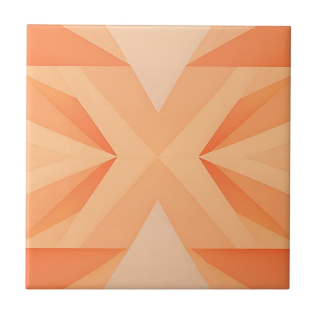 Warm Orange Geometric Starburst Abstract Tile (Front)