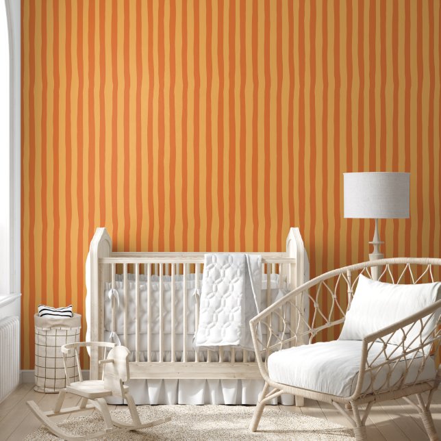 Warm Orange Hand-Drawn Stripe Seamless Fall Wallpaper (Kids)