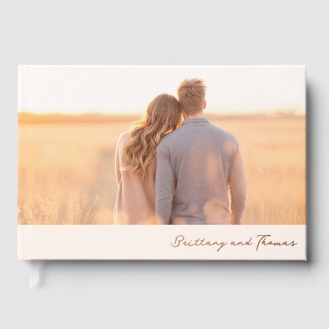 Warm Orange Romantic Photo Guest Book (Front)