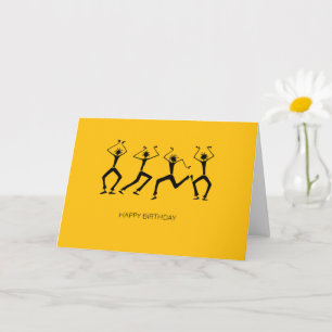 Warm Orange Silhouette Happiness Party Dancers Card