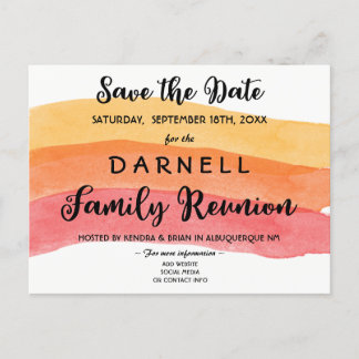 Warm Paint Brush Family Reunion Save the Date Announcement Postcard