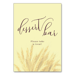 Warm Pale Yellow Watercolor Dessert Bar Sign Table Number