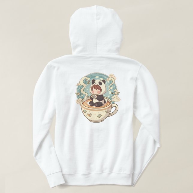 Warm Panda Coffee Cup Graphic Hoodie (Design Back)