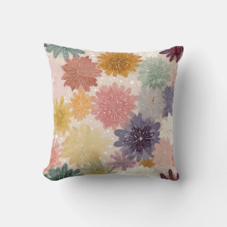 Warm Pastel Snowflake Floral Throw Pillow