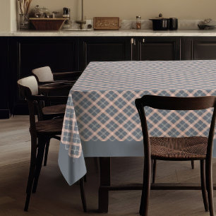 Warm Peach Coral Plaid Tablecloth for Dining