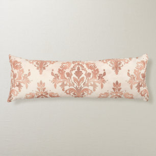 Warm Peach Damask Watercolor Ornamental Pattern Body Cushion