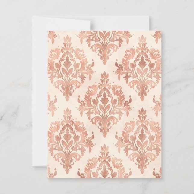 Warm Peach Damask Watercolor Ornamental Pattern Card (Front)