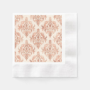 Warm Peach Damask Watercolor Ornamental Pattern Napkin