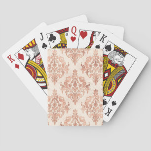 Warm Peach Damask Watercolor Ornamental Pattern Playing Cards