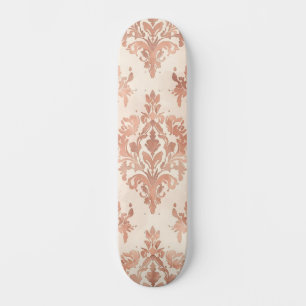 Warm Peach Damask Watercolor Ornamental Pattern Skateboard