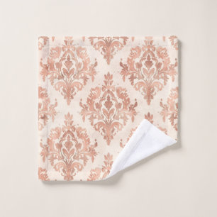 Warm Peach Damask Watercolor Ornamental Pattern Wash Cloth