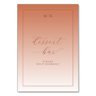 Warm Peach Minimalist Dessert Bar Sign Table Number
