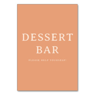 Warm Peach Minimalist Dessert Bar Sign Table Number