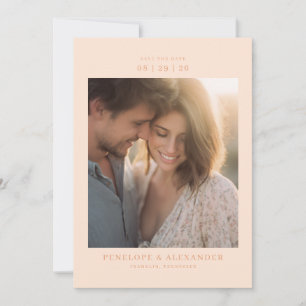 Warm Peach Minimalist Photo Save The Date