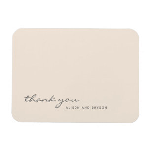 Warm Peach Modern Script Thank You Card Magnet