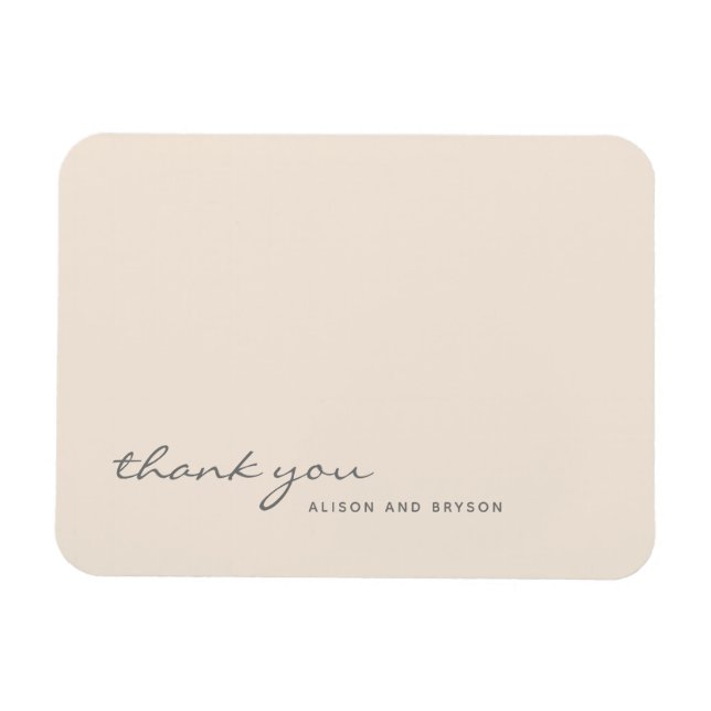 Warm Peach Modern Script Thank You Card Magnet (Horizontal)