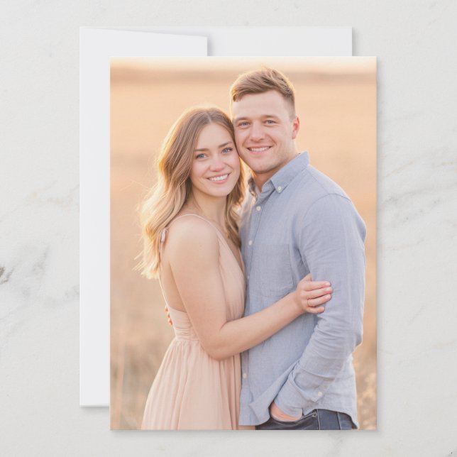 Warm Peach Romantic Photo Invitation (Front)