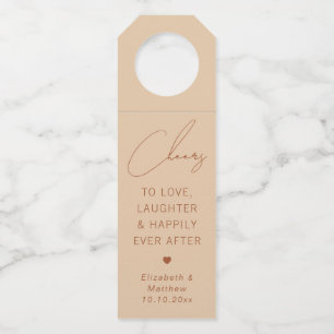 Warm Peach Sand Elegant Wedding Soft Minimalist Bottle Tag