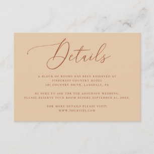 Warm Peach Sand Wedding Details Information Enclosure Card