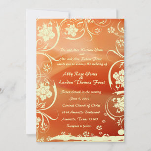 Warm Peach Shabby Chic Summer Wedding Invitation