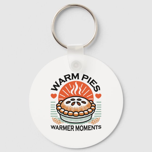Warm Pies Warmer Moments – Cosy Autumn Design Key Ring (Front)
