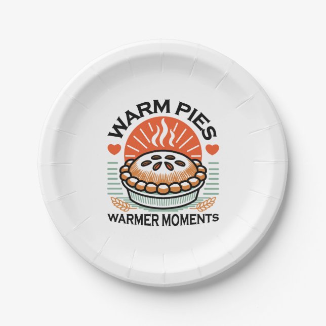 Warm Pies Warmer Moments – Cosy Autumn Design Paper Plate (Front)