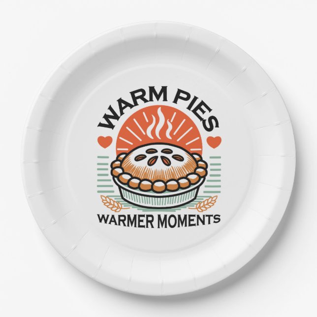 Warm Pies Warmer Moments – Cosy Autumn Design Paper Plate (Front)