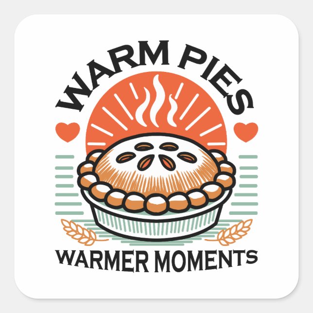 Warm Pies Warmer Moments – Cosy Autumn Design Square Sticker (Front)