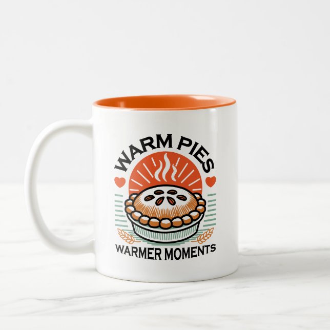 Warm Pies Warmer Moments – Cosy Autumn Design Two-Tone Coffee Mug (Left)