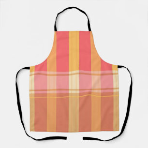 Warm Pink Brown Plaid Stripe Pattern Apron