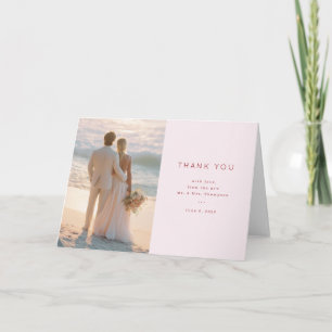 Warm Pink Elegant Photo Thank You Card