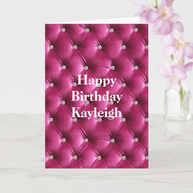 Warm Pink Faux Velvet Birthday Card (Orchid)