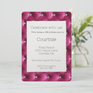 Warm Pink Faux Velvet Birthday Invitation