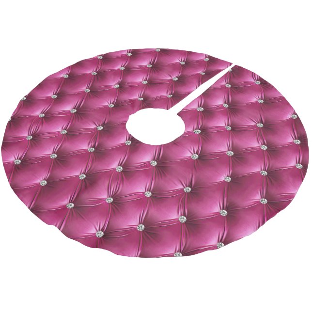 Warm Pink Faux Velvet Brushed Polyester Tree Skirt (Angled)