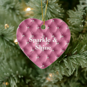 Warm Pink Faux Velvet Ceramic Tree Decoration