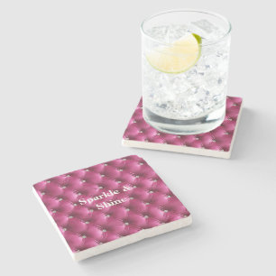 Warm Pink Faux Velvet Stone Coaster