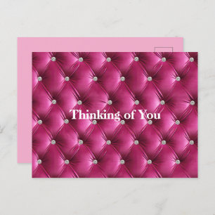 Warm Pink Faux Velvet Thinking of You Postcard