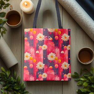 Warm Pink Floral Pattern – Artistic Daisy Botanica Tote Bag