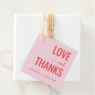 Warm Pink Love Thanks Favour Tags
