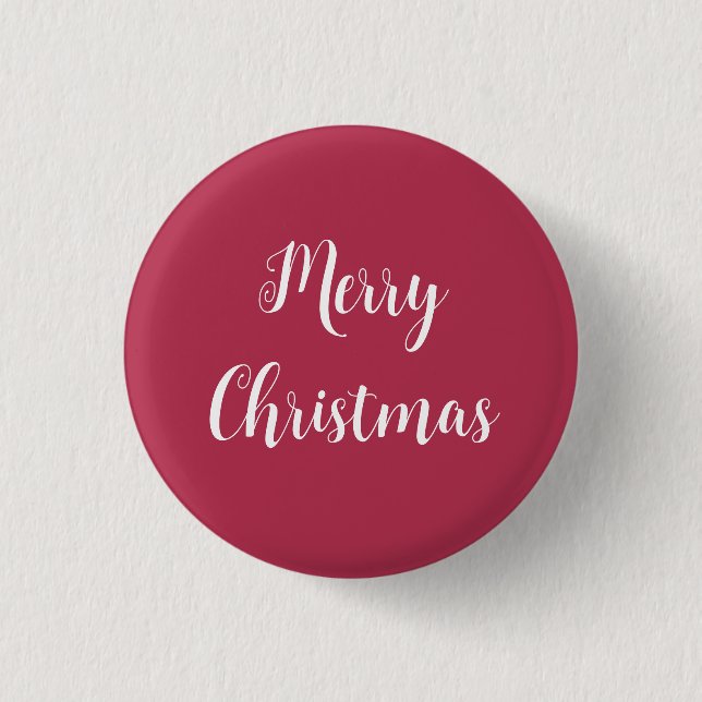 Warm Pink Merry Christmas Button (Front)